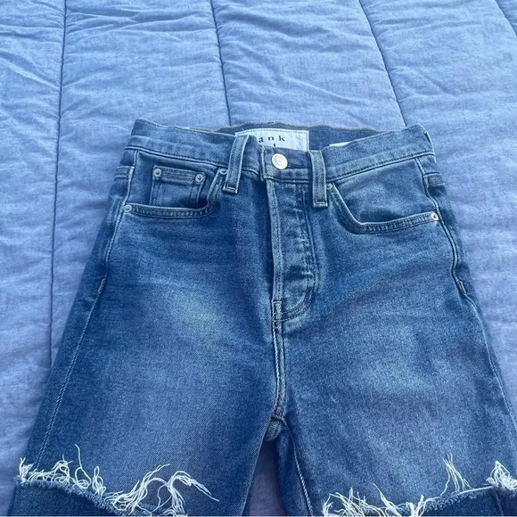 Frank and Eileen Cork Everyday Blue Denim Jeans Straight Crop Raw Hem size 24